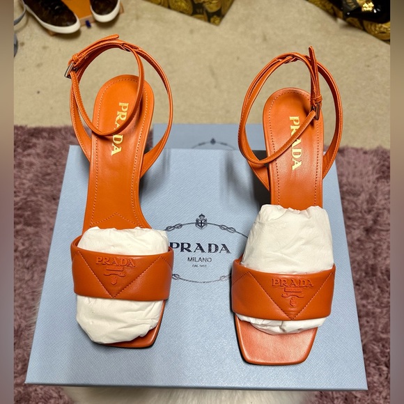 Prada Shoes - Authentic Prada Calzature Donna,Papaya color sling back kitten heeled shoe NWT🔥